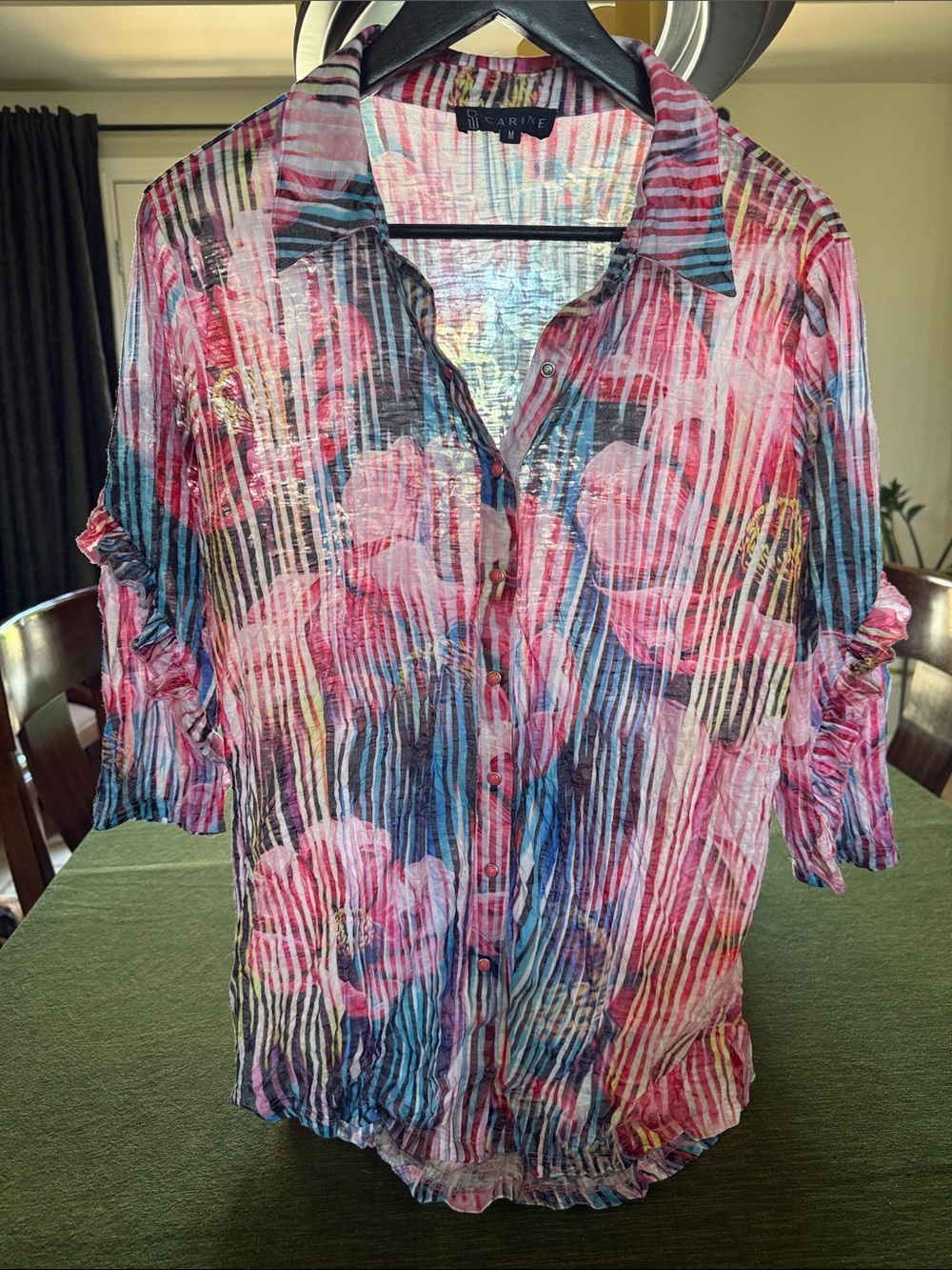 Scarne Pink Floral Stripe Button-Down Shirt
